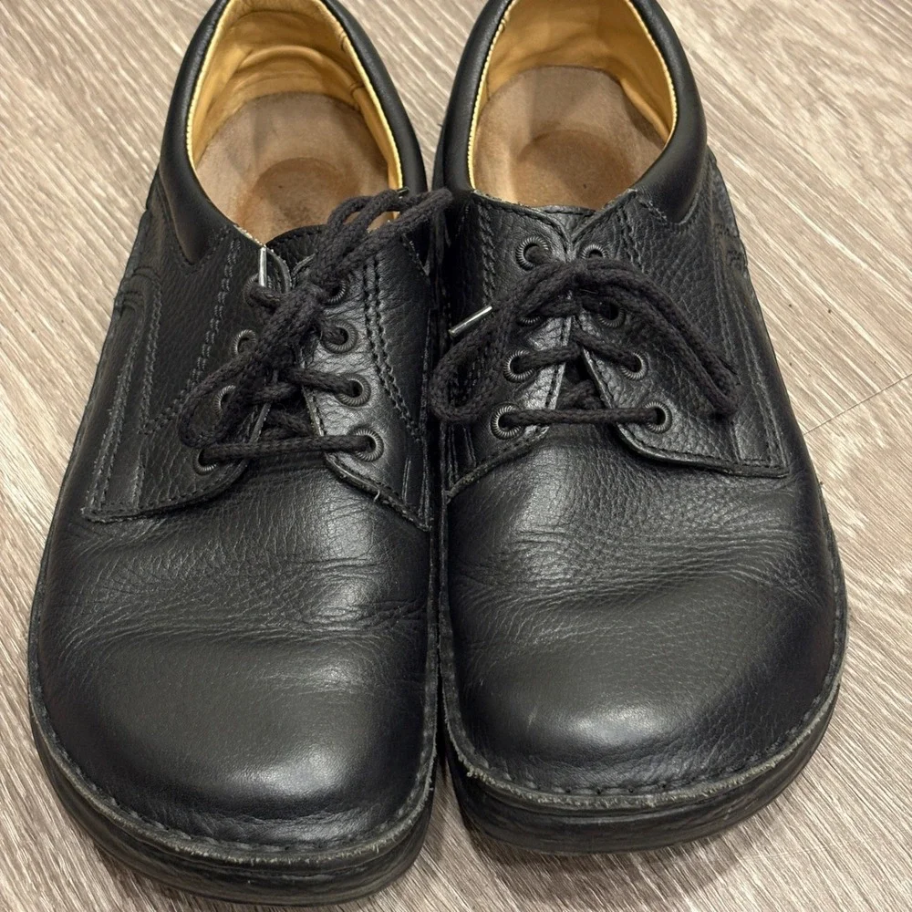 Birkenstock Memphis 10-10.5 Black Pebbled Leather Lace Up Shoes Walking Oxford